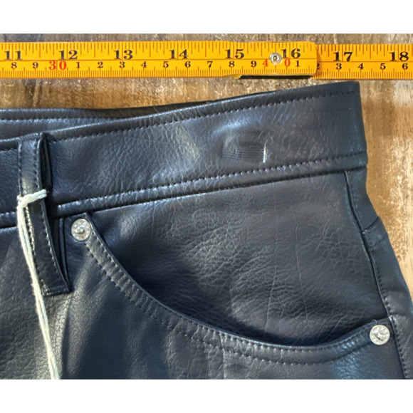 Sefr Sako Straight Leg Faux Leather Trousers Deep Blue Waist 32(34) - Picture 11 of 12